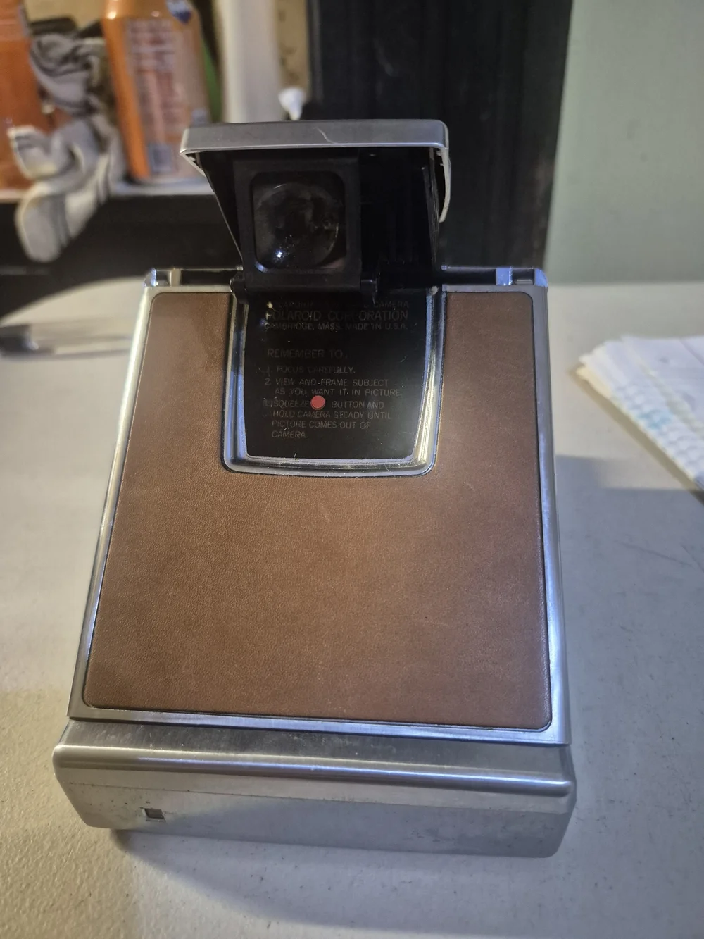 Polaroid SX-70 Instant Camera in Brown and Silver